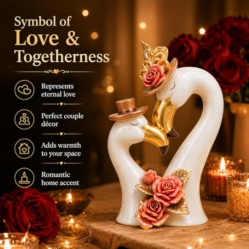 Image of ARMONIA Soulmate Swan Couple Figurine Showpiece 29cm |Luxury Polystone Love Romantic Statue for Living Room,Wedding,Anniversary & Housewarming Gift