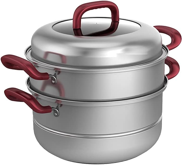 Household Large Stainless Steel Three-layer Cooking Soup Pot, Double-layer Steamed Buns and Buns, Induction Cooker Steamer