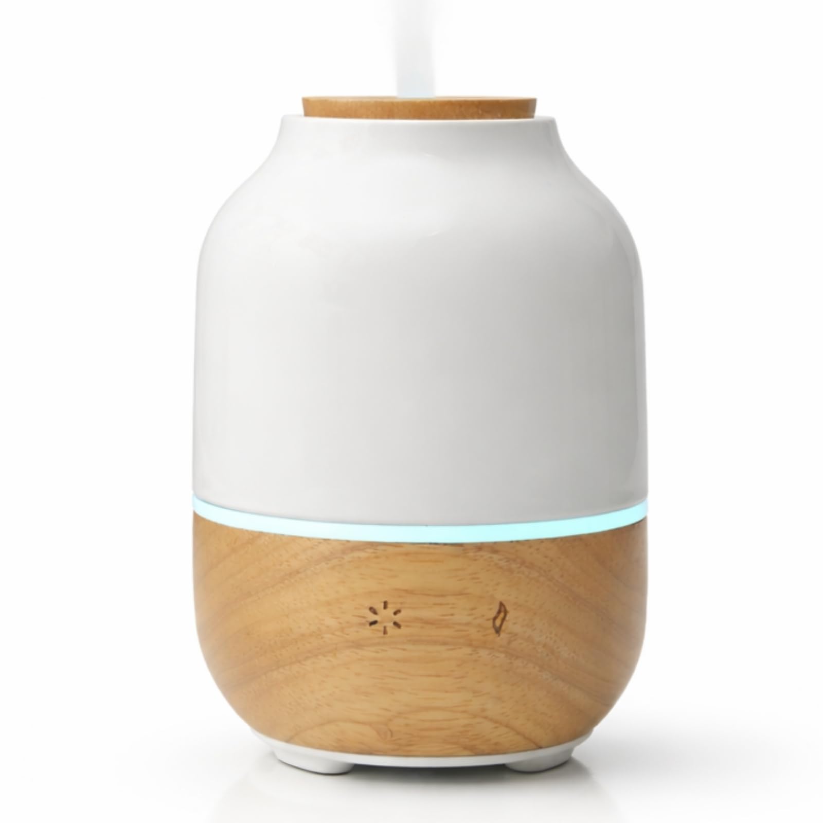 Zen’Arôme - Diffuseur d’Huiles Essentielles Ultrasonique Purisia (Jusqu’à 40 m²) - Diffusion à Froid pour l’Aromathérapie - Mode Continu ou Alterné - Éclairage Multifonction - Céramique et Bois