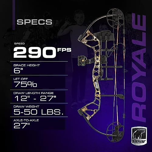 Bear Archery Royale Ready To Hunt Compound Bow Package For Adults And Youth, Right Hand, Toxic #TOP2