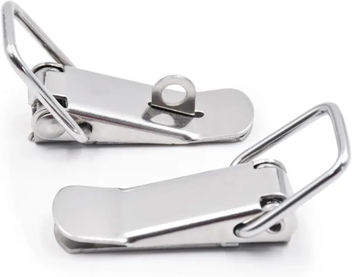 3Pcs DK105/106 Three Kinds of Materials Duck-Mouth Buckle Vintage Mini Lock Chest Toggle Hasp Latch Catch Clasp(3pcs-106-304 Steel)
