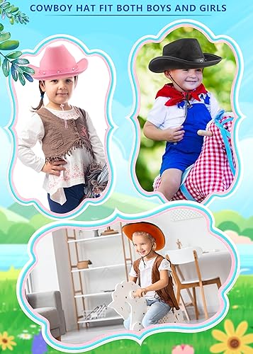 4 Pack Kids Studded Cowboy Hat Western Rodeo Texan Cowboy Hat for Boys Girls Cowboy Party Costume Accessories3