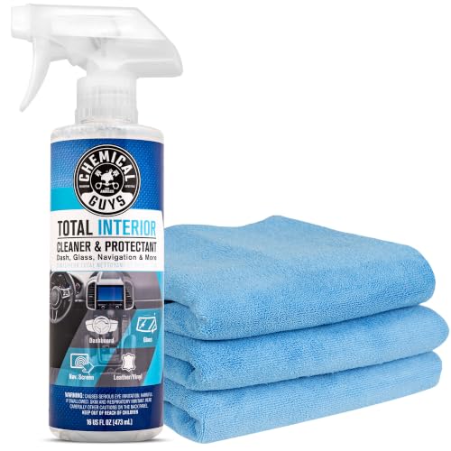 Chemical Guys Total Interior Cleaner and Protectant, 16 Fl Oz + 3 Pack of Microfiber Towels (Safe...
