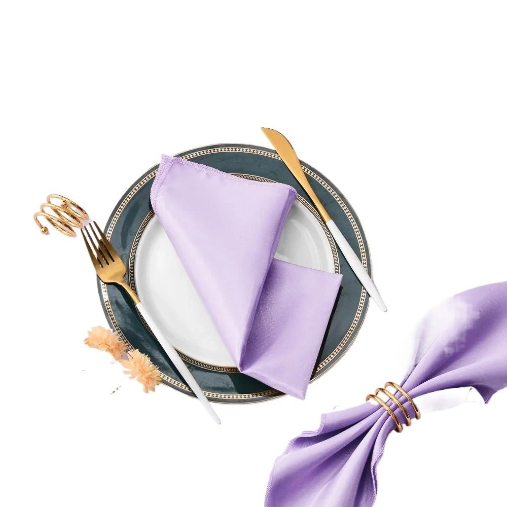 Cloth Dinner Table Napkins, Satin Dinner Napkins Multicolor 50 Pcs(Light Purple)