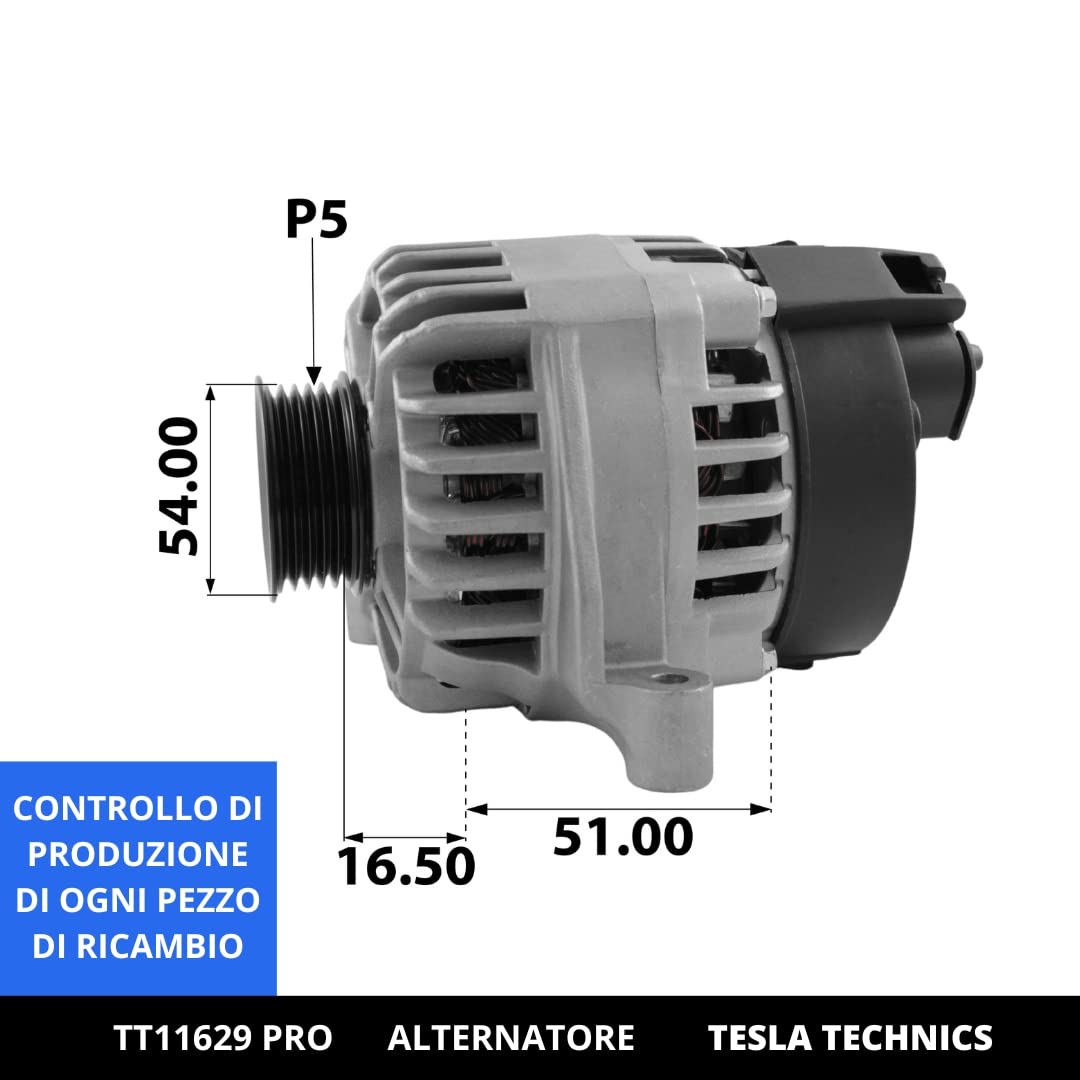 TT11629 PRO Alternatore per auto 12V, alternatore 75A. Compatibile con FIAT, ALFA ROMEO, FORD, ABARTH. Eccellente rapporto qualità-prezzo. Installazione facile e garanzia.