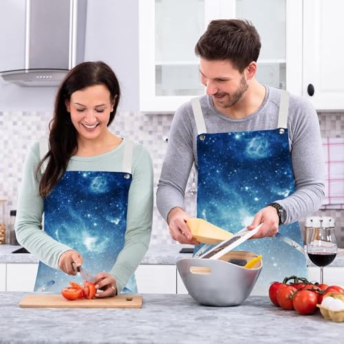 Tablier de cuisine lot de 2 imprimé ciel étoilé multicolore
