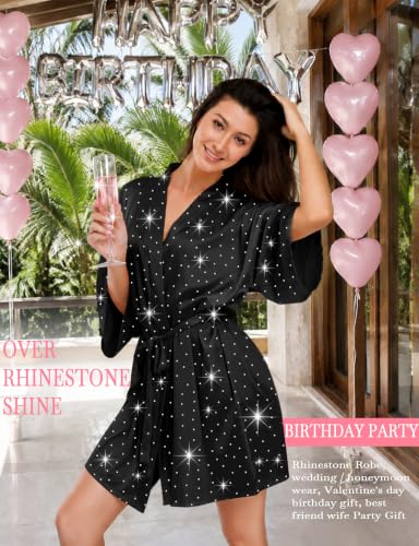Image of Women Silky Satin Robe Wedding Bridal Party Bride Bridesmaid Robes Kimono Loungewear Dressing Gowns