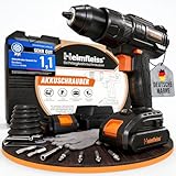 Heimfleiss® Professional 20V Akkuschrauber Set | 3-in-1 Akku Schlagbohrschrauber inkl. 2x 2.0Ah Akkus + Ladegerät | 2-Gang Bürstenloser Akku Bohrschrauber mit 60Nm | Werkzeugkoffer mit Akkuschrauber