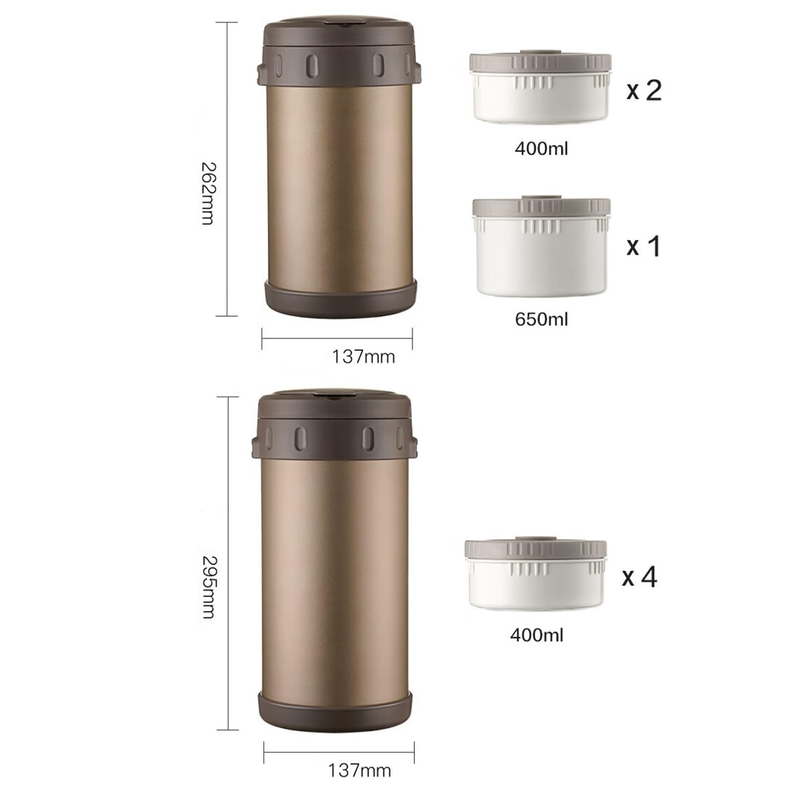 Vnook Edelstahl Isolierte Lunchbehälter, Warmhaltebebehälter, Bento-Box mit Faltbaren Löffel, Mehrschicht, für Büro, Schule Draußen, Servieren von Brei, Reis, warmes Geschirr(Black,2.3L)
