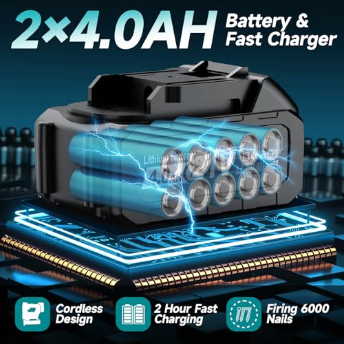 Image of Cordless Brad Nailer, Nail Gun Battery Powered, 18 Gauge 2 in 1 Electric Staple Guns for Upholstery & Carpentry, Include 1600Pcs Nails & Staples, Charger (Brad Nailer)