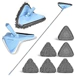 NEWE Wall Mop Cleaner with 202 cm Long Handle, 180° Folding Ceiling Cleaning Tool with Squeegee, Triangle Baseboard Scrubber with 4 Chenille Duster and 2 Microfiber Pads for Washing Painted Walls