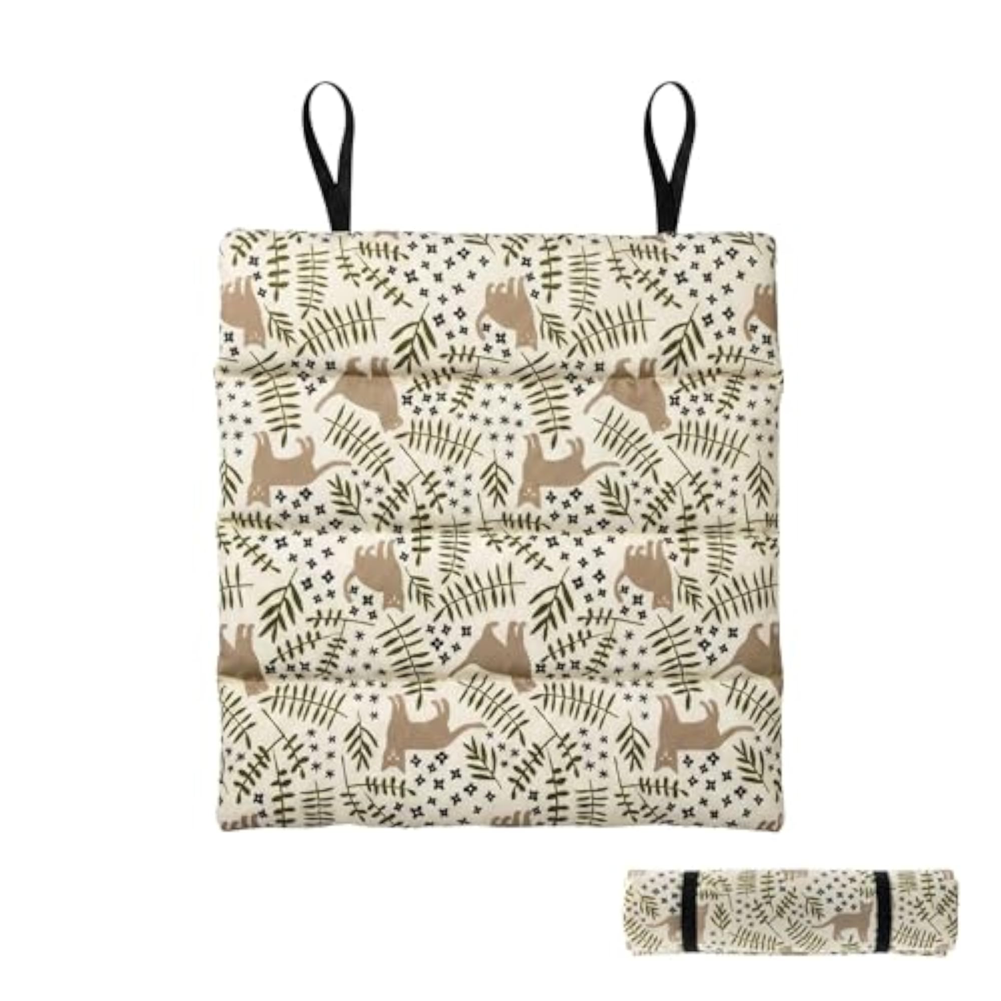 Foldable Outdoor Seat Cushion, Nature-Inspired Cat Print