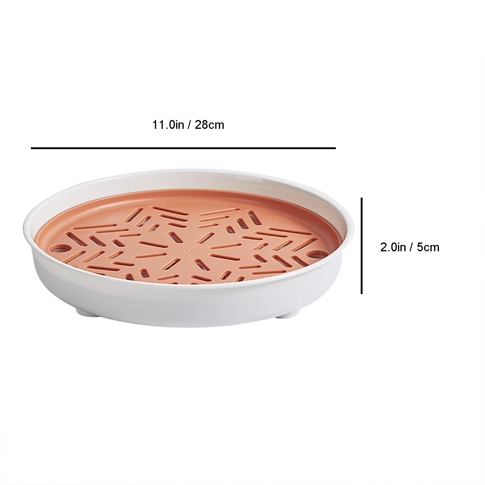 Bandeja de secado de platos de plástico de 2 niveles con estante extraíble y bandeja de goteo de borde elevado para juegos de té, frutas y aperitivos, 28 x 5 cm