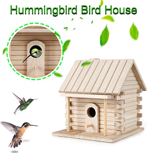 Lybhss Wooden Bird House, Natural Birdhouse Hanging For Outdoor Garden Patio Decoration Unfinished Bird Hut Nest Box For Dove Finch Wren Robin Sparrow Hummingbird, Khaki, Lybhss-2261670 #TOP1