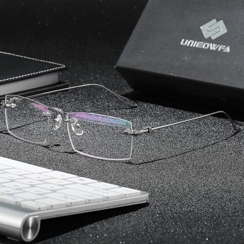 Image of Pure Titanium Rimless Glasses Frame for Men Rectangle Optical Frameless Eyeglasses Frames Lightweight Eyewear YJ2201