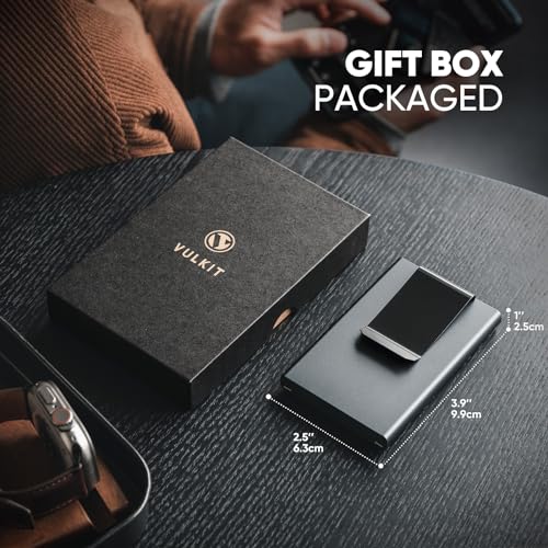 Image of VULKIT Credit Card Holder RFID Blocking with Money Clip, Slim Aluminum POP UP Wallet for Men, Grey