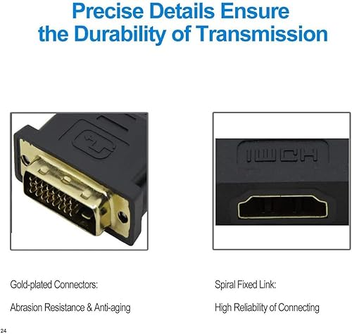 Miniatura 4 de Kyper USKyper-3488 - Adaptador HDMI a DVI (2 unidades) - Convertidor chapado en oro para TV, laptop, escritorio y monitor, PS5, PS4, Xbox