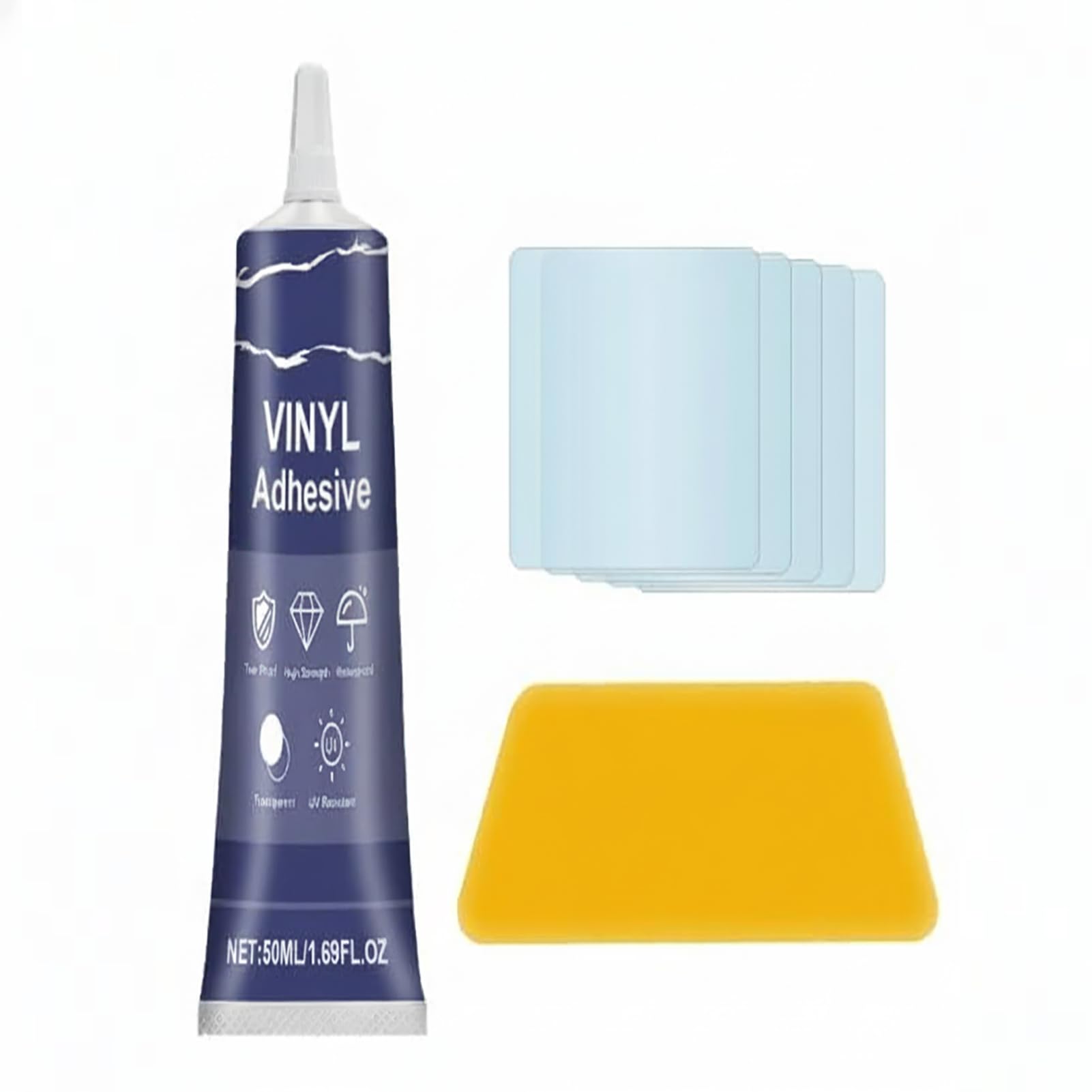 Air Mattress Patch Kit, Pool Liner Patch Kit, Transparent Inflatable Patch Repair Kit for Air Mattresses, Waterbeds, Glue Inflatable Boats, Rafts, ISUPs, Above-Ground Pools, Bouncy Houses, 50ML