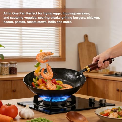 Wok de hierro fundido 12.2 pulgadas con tapa y accesorios miniatura 3