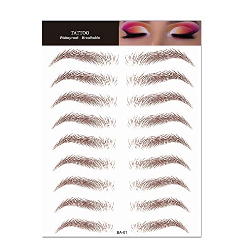 Aaiffey Eyebrow Tattoo Stickers,4D Hair-like Authentic Eyebrows Brown Eyebrow Stickers Natural Lazy Tattoo Waterproof for Woman Makeup Tool 10 Pairs