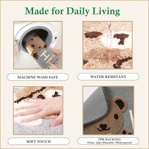 Image of Dream Weaverz 2000 GSM Super Soft Microfiber Bath Mat 40x60 cm | Ultra Absorbent Anti-Skid Quick Dry Bathroom Rug | Floor Mat for Bathroom, Bedroom, Kitchen, Home | Cute Design Bathmat