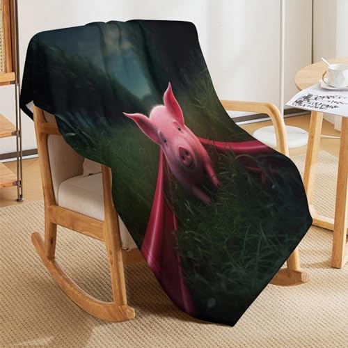 Couverture flannel cochon plaid chaud 140x180cm lavable en machine