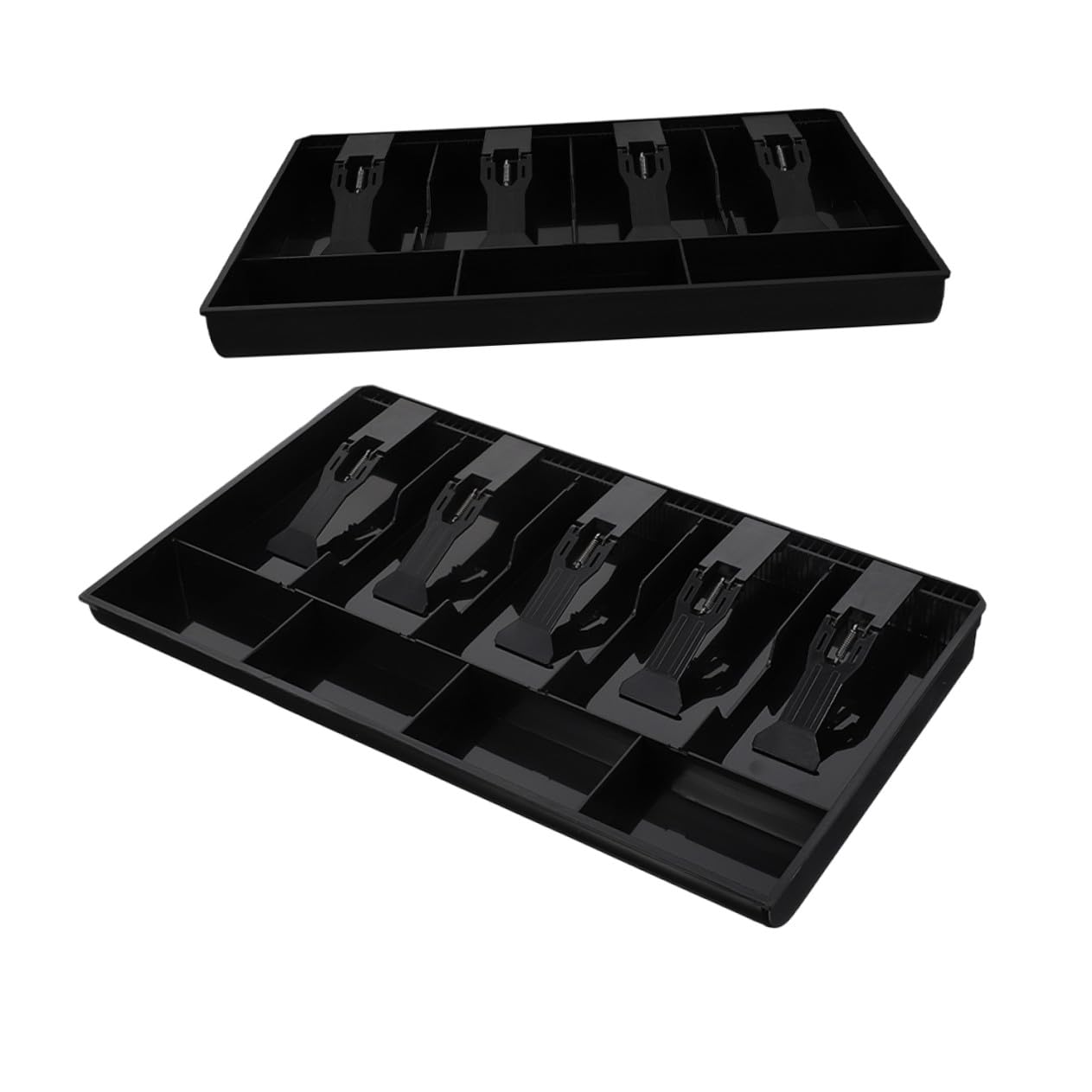 Portacontanti con Scomparti Multipli per Banconote e Monete, in Plastica, Nero, per Ufficio e Casa, Set da 2 Pezzi