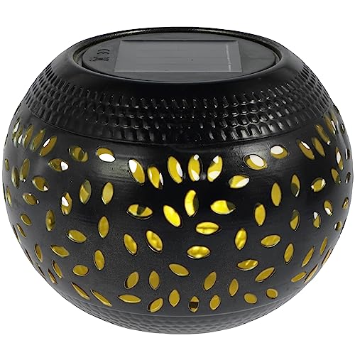 Farolillo solar para exteriores, farolillo de mesa solar con llama parpadeante, lámpara LED solar para exteriores, IP44, resistente al agua, encendido y apagado automático de metal, lámpara decorativa