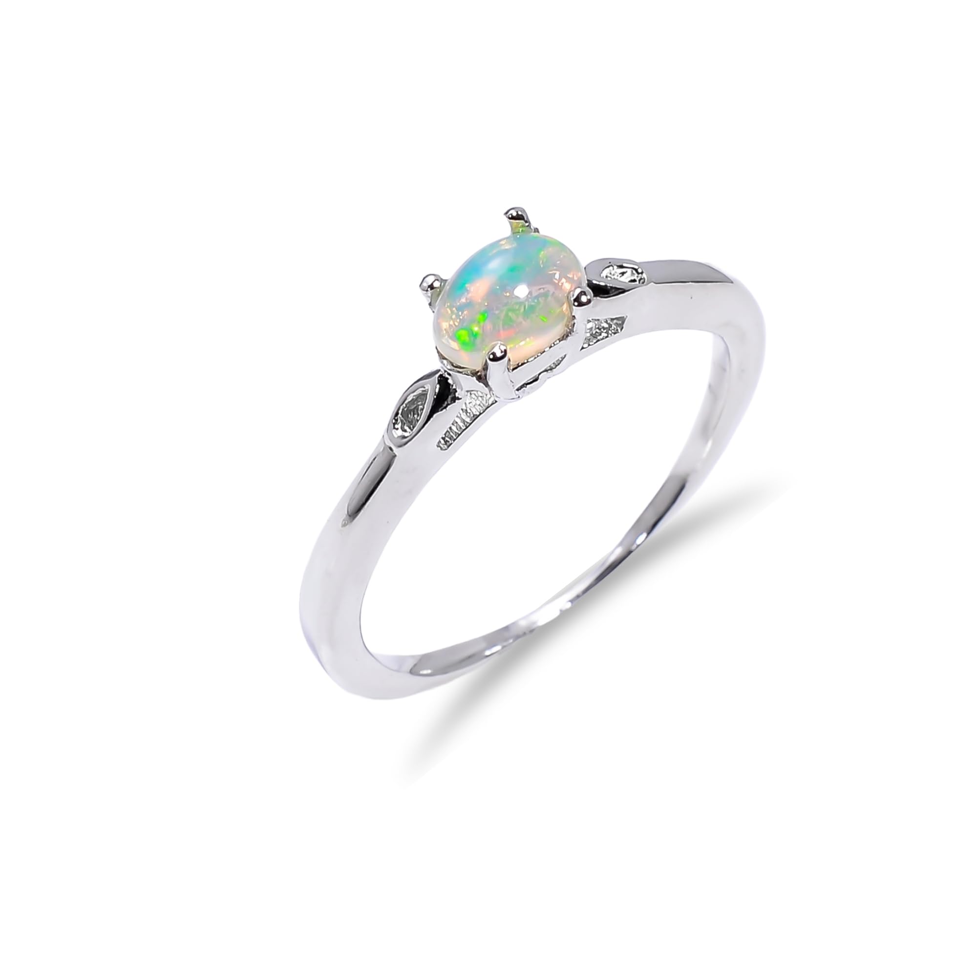 Bague opale éthiopienne naturelle et argent 925, bijou d'exception