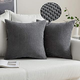 MIULEE Ozdobne kwadratowe poszewki na poduszki ze sztruksu miękkie granulki solidne poszewki na poduszkę na sofę do sypialni szare 50 cm x 50 cm 2 sztuki