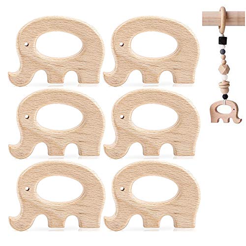 Xinlie Poupon Anneaux de Dentition Jouets DIY En Bois Pendentif Naturel Pattern Animal Divers Jouets Anneau de Dentition Infantile Naturel Anneau de Dentition en Bois Anneau De Dentition Bébé(6Pièces)