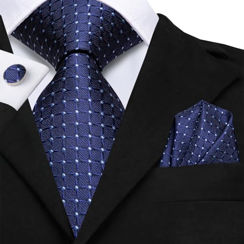 Image of Hi-Tie Men 63inches Tie Set Extra Long Necktie Paisley Tie Pocket Suqare Cufflinks Big and Tall Men Tie