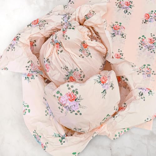 Hi Sasara 60 Folhas de Papel de Seda Floral Rosa A Granel, 14x20