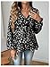 MakeMeChic Women's Maternity Blouse Long Sleeve V Neck Wrap Tops Ruffle Belted Maternity Clothes Black Medium