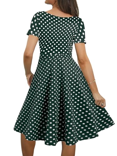 Image of Women's Elegant Vintage Dresses Knee Length Casual Floral Print Work Party Peter Pan Collar A-Line Dress with Pockets 978