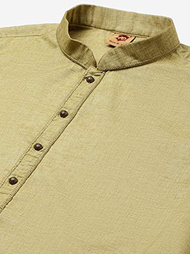 Image of Manyavar Men's Solid Plain Knee Long Full Sleeves Kurta and Churidar Set (2pcs)