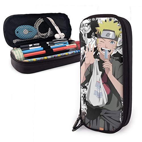 Preisvergleich Produktbild Anime Naruto Federmäppchen, Leder, großes Fassungsvermögen, Federmäppchen mit robustem Reißverschluss für Schreibwaren und andere Schulbedarf