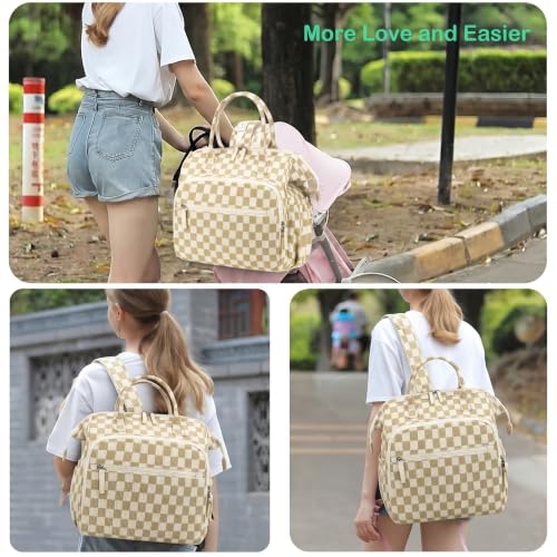 Image of LORADI Large Diaper Bag Tote Backpack (Checkered, Large-20L)