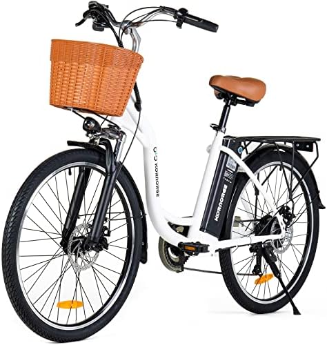 Electric Bike for Adult - 26 Electric Bike for Adult – 26″ City Cruiser Electric Bicycle 350W Motor-12.5 Ah Removable Battery-Up to 40 Miles,Shimano 6-Speed and Dual Shock Absorber,City Electric Commuter Bike for Adults (White)