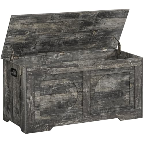MAHANCRIS Storage Chest, 39.4” Toy Box, Entryway Storage Trunk, Shoe Bench with Storage, Engineered Wood Storage Cabinet with 2 Safety Hinges, Entrance Bench for Living Room, Vintage Gray SCRP2001