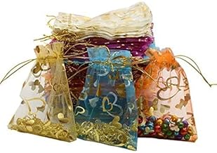 AQBAH 3x4 inches Pack of 30 Potli Bags Organza Pouches Return Gift Favor Shagun Pouches Dry Fruit Pouches Jewellery Packaging Wedding Multicolor