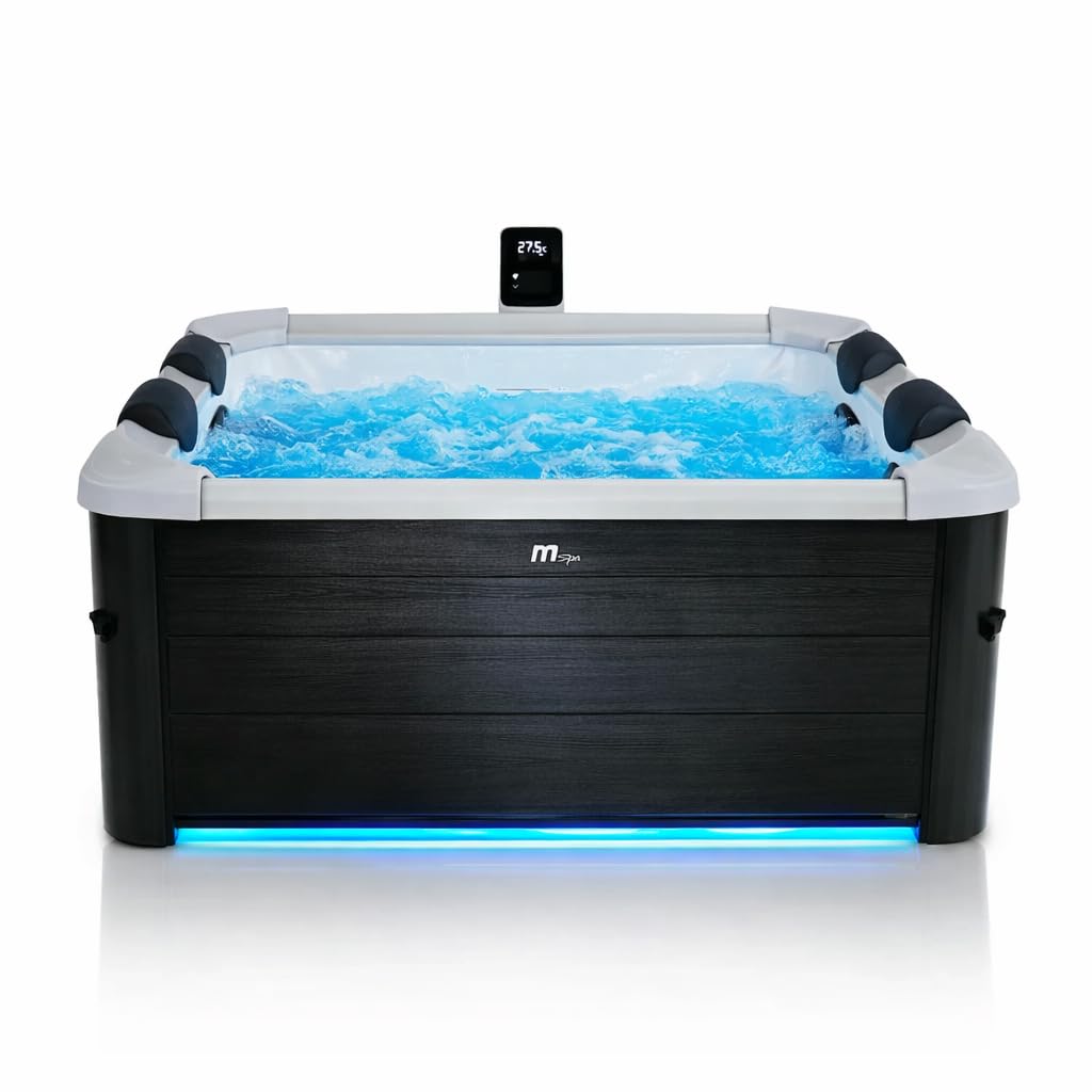 MSpa Oslo Plus SPA bañera de hidromasaje Exterior para 6 Personas, Pared Exterior Sólido, Iluminación LED, Uso Todo el Año, Resistente al Invierno (Oslo Plus | 180x180x65 cm)