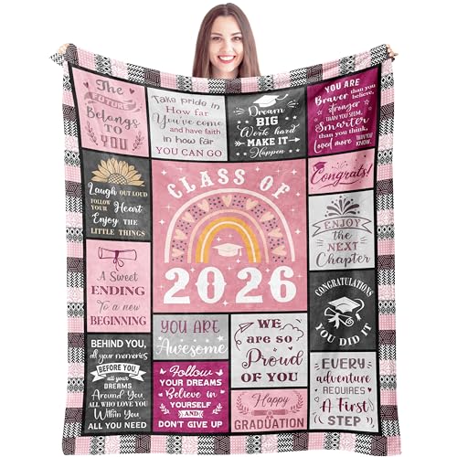 Mcurore Graduation Gifts 2026 Blanket 60'x50', Class of 2026 High School College Masters Degree Graduation Gifts for Her Women, Graduation Gift Ideas