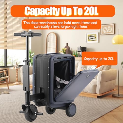Image of Electric Rideable Smart Suitcase 20L Carry-On, Smart Riding Scooter Luggage for Adults, with Removable Battery, 110KG Load Capacity Yellow