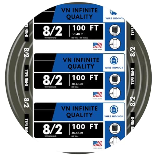 VN Infinite quality 8/2 NM-B Nonmetallic with Ground Sheathed Cable Residential Indoor Wire (100 Ft)