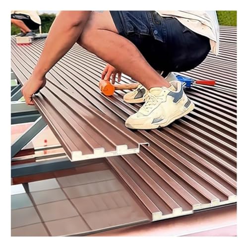 Heavy Duty Metal Roofing PanelsWaterproof Corrugated Aluminum Alloy Flashings for Outdoor Sheds Durable Spliceable Roof Sheets (Brown 13x120cm)