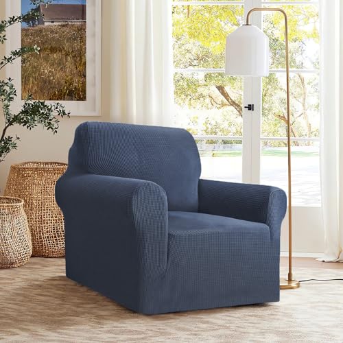GRIFEMA High Stretch Sofabezug 1 Sitzer Sofaüberwurf Jacquard Elastische Sofahusse für Wohnzimmer Protector für Hunde Haustiere, Grau