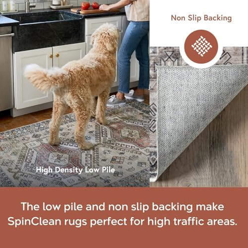 nuLOOM 9' x 12' Machine Washable Area Rug with Waterproof Spill Proof Surface, Non Slip Backing and Stain Resistant for Living Room, Bedroom, Kitchen, Dining Room, Evelina Blue by nuLOOM - Image 3