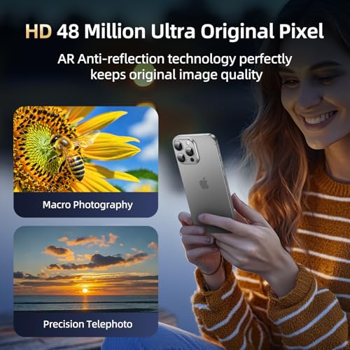 Image of HelloDeere 9H High-alumina Tempered Glass Camera Lens Protector for iPhone 14 Pro Max /14 Pro Lens , Military-Grade Shatterproof with Strong Adsorption, Full Coverage Case-Friendly Cover (Silver, iPhone 14 Pro /14 Pro Max)