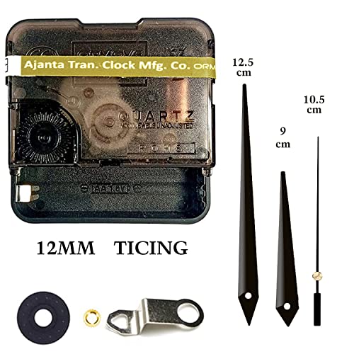 Image of QEWINOX Combo of Ajanta Mfg. Battery Operated Plastic Ticking Wall Clock Movement Machine with Hands (Made in India 100%) (Black 6)